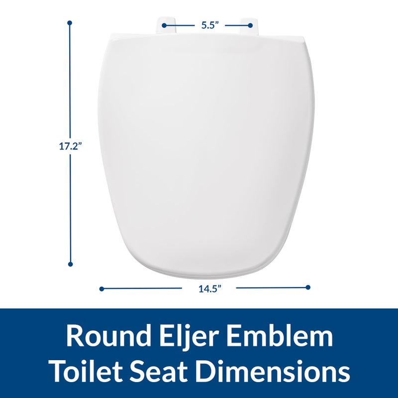 BEMIS 1240200 Eljer Emblem Plastic Toilet Seat, Made Specifically for Eljer Emblem Toilets, Made in USA, Round, White - Image 3